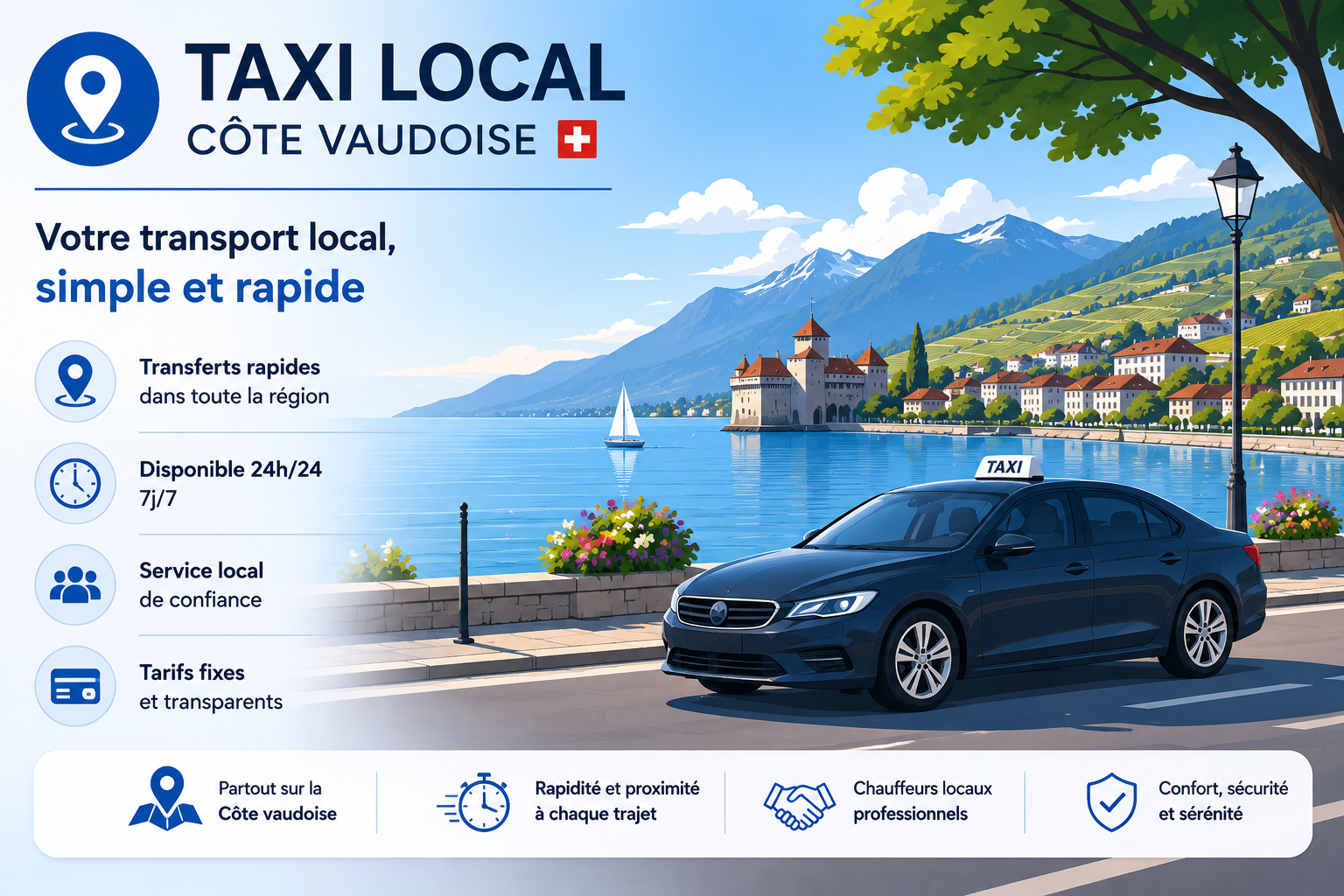 Taxi local sur la Côte vaudoise